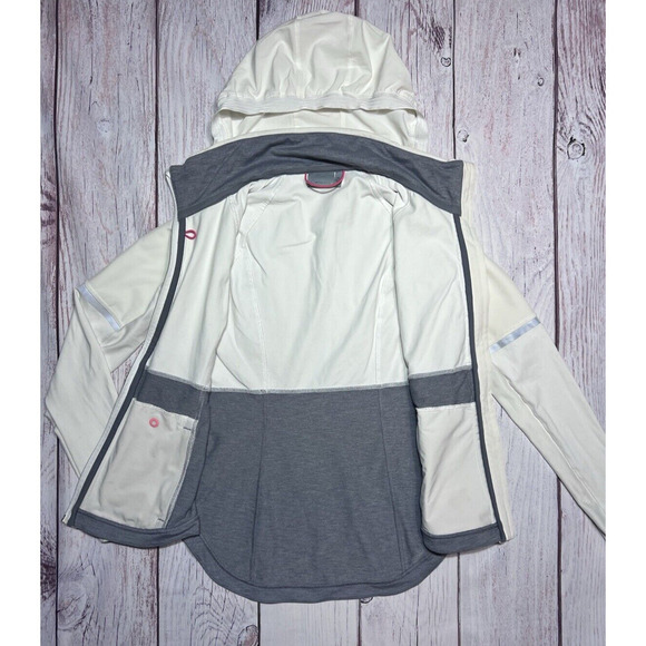 Athleta Jacket Women M White Gray Heather Full Zip Hiking Gorpcore Outdoor Basic - Picture 4 of 12
